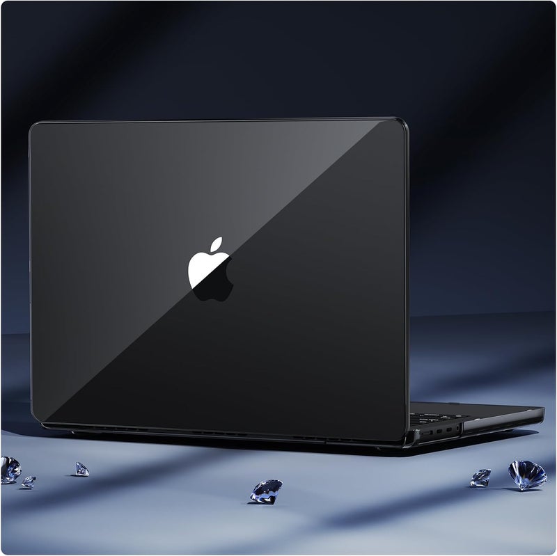 soonjet غطاء لجهاز MacBook Pro مقاس 16 بوصة M4 2024-2021 M3 M2 M1 Pro/Max [شفاف 100%، أسود مصقول] غطاء صلب واقي لجهاز اللابتوب - أسود كريستالي - Image 1